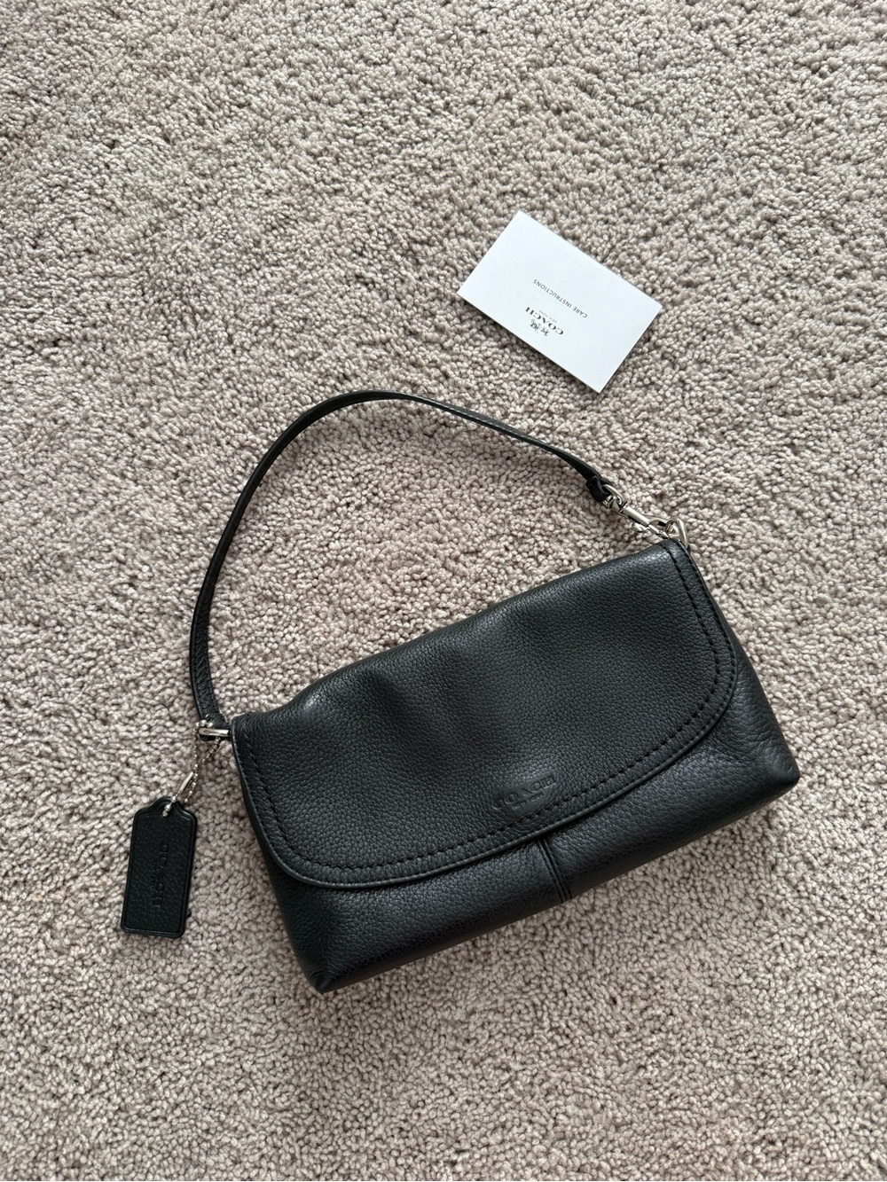 Coach Black Pebbled Leather Wristlet Shoulder Bag